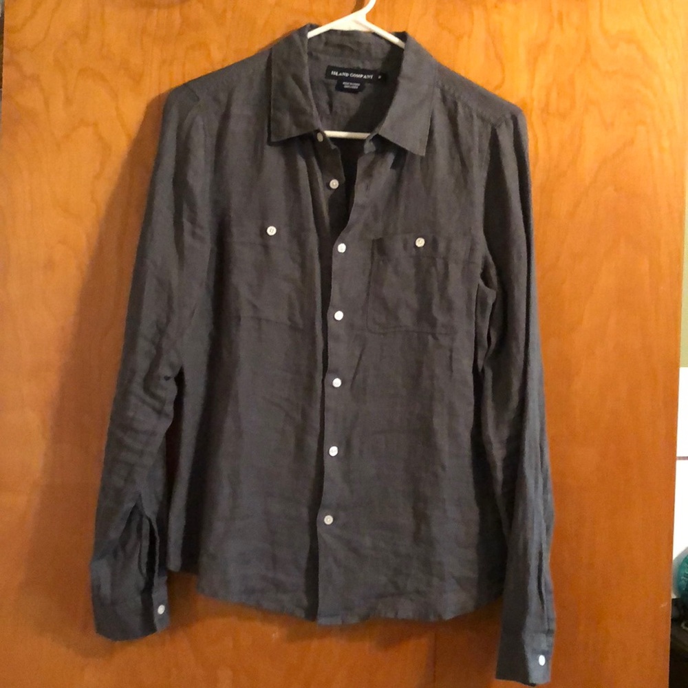 Island Company grey 100% linen shirt